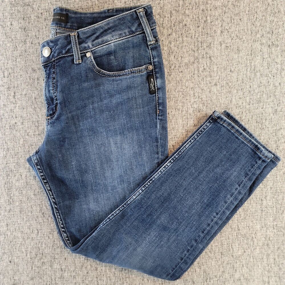 Silver Jeans Womens 20W x 26 Blue Suki Skinny Crop Dark Wash Denim